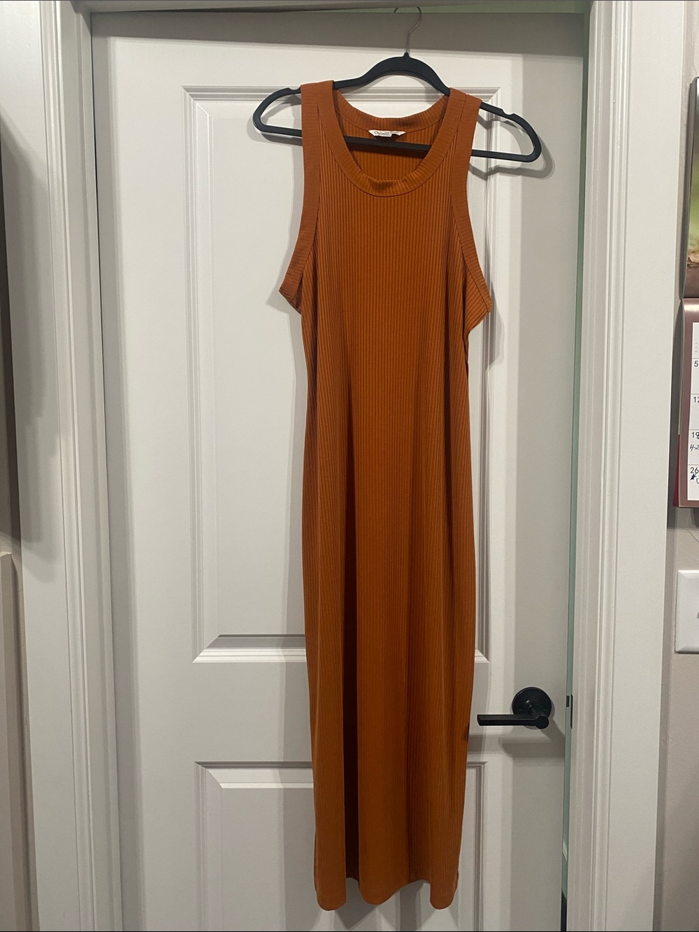 Sleeveless Ribbed Maxi Dress in Rust Orange